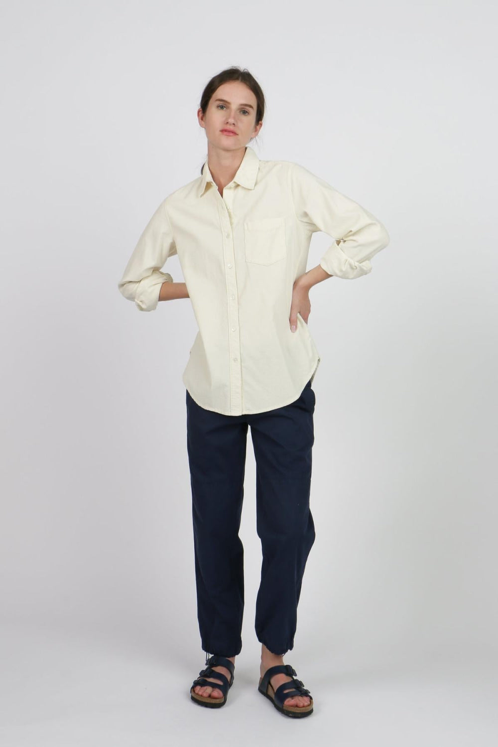 Corduroy Basic Shirt - Ivory - Button Down Shirt