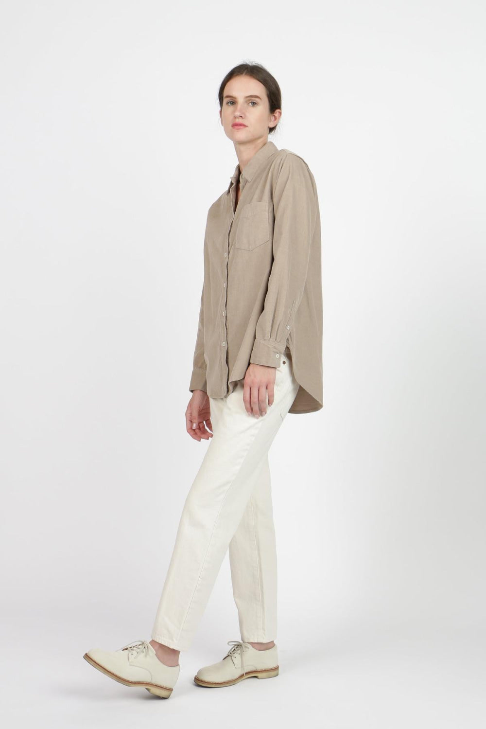 Corduroy Basic Shirt - Taupe - Button Down Shirt
