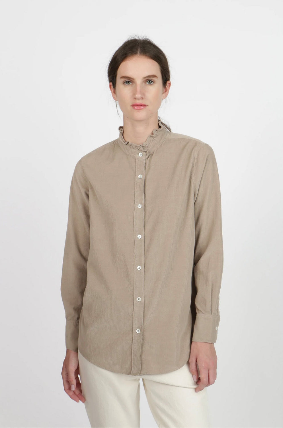 Corduroy Emma Shirt - Taupe - Button Down Shirt