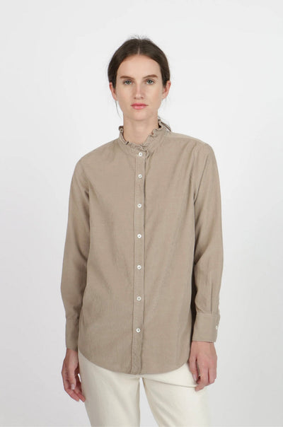 Corduroy Emma Shirt - Taupe - Button Down Shirt