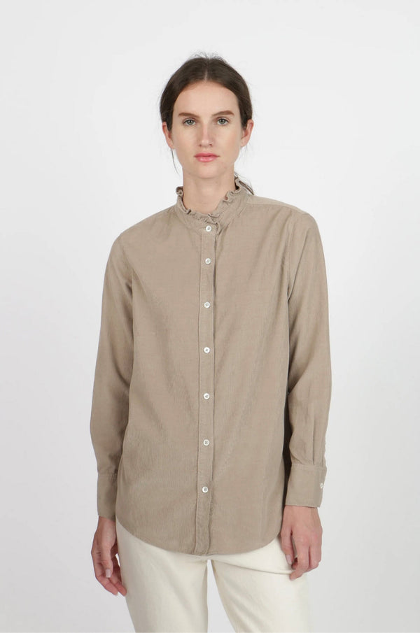 Corduroy Emma Shirt - Taupe - Button Down Shirt