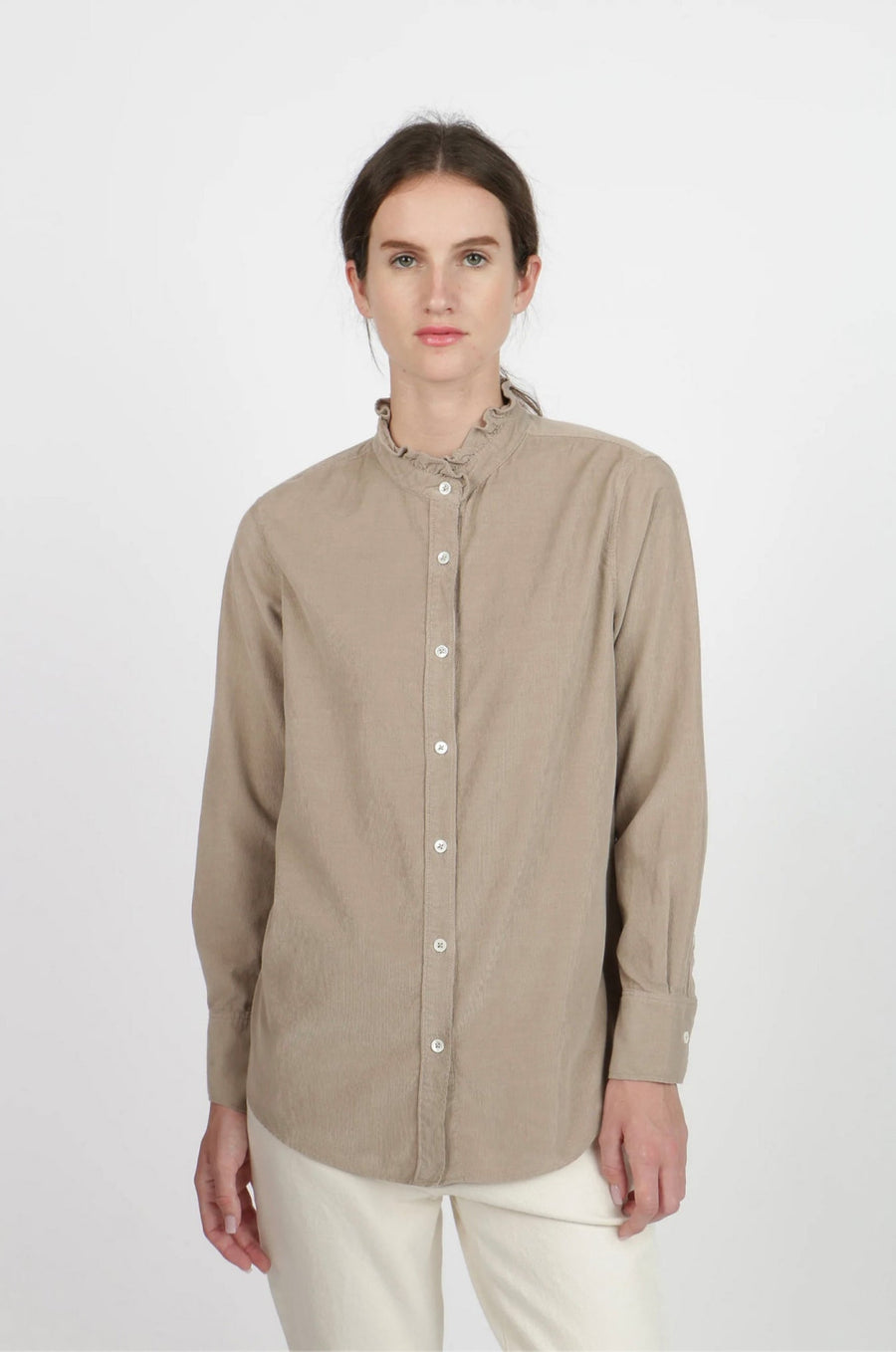 Corduroy Emma Shirt - Taupe - Button Down Shirt