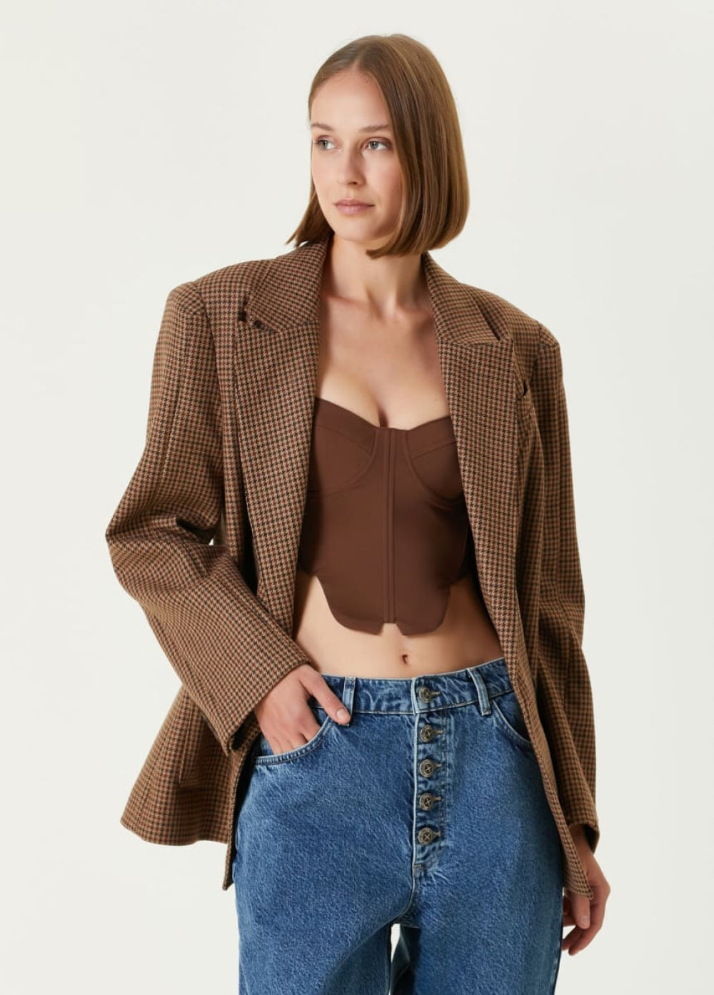 Cotton Big Shoulder Women Blazer Jacket - Blazer