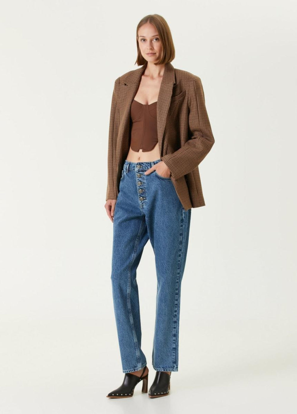 Cotton Big Shoulder Women Blazer Jacket - Blazer