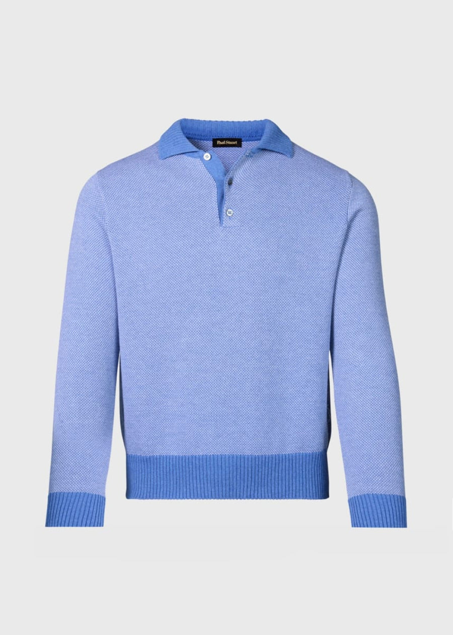 Cotton Birdseye Pullover - Blue - Sweater