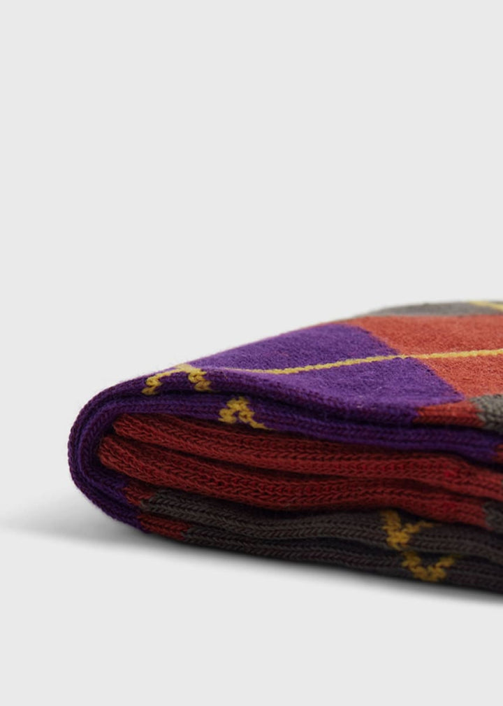 Cotton Blend Argyle Sock - Rust - ONE SIZE - Socks