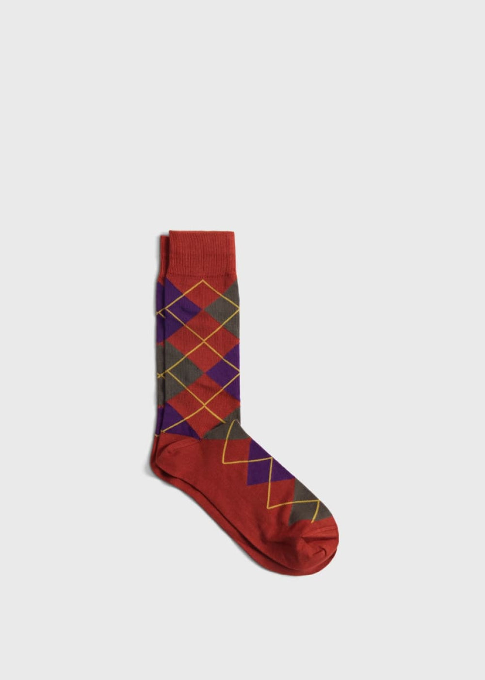 Cotton Blend Argyle Sock - Rust - ONE SIZE - Socks