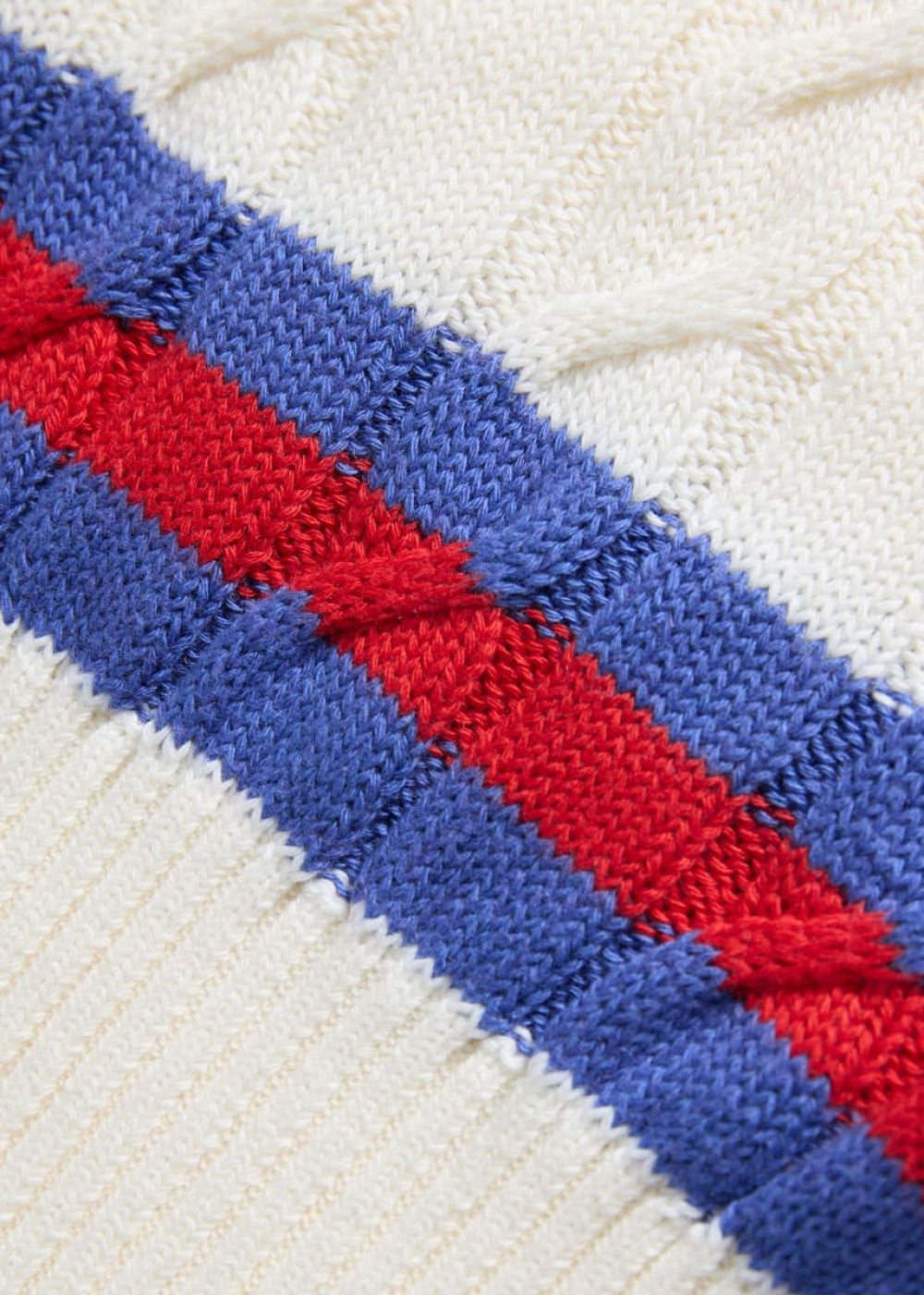 Cotton Blend VN Tennis Sleeveless Pullover - White/Red - Sweater