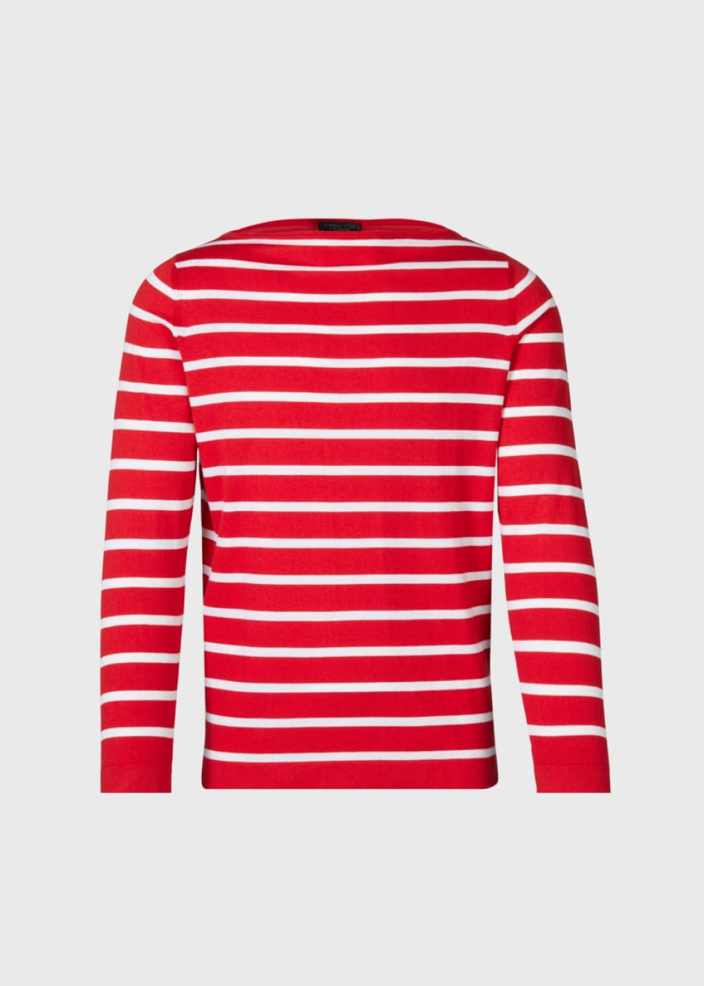 Cotton & Cashmere Boat Neck Stripe Pullover - Red - Shirt
