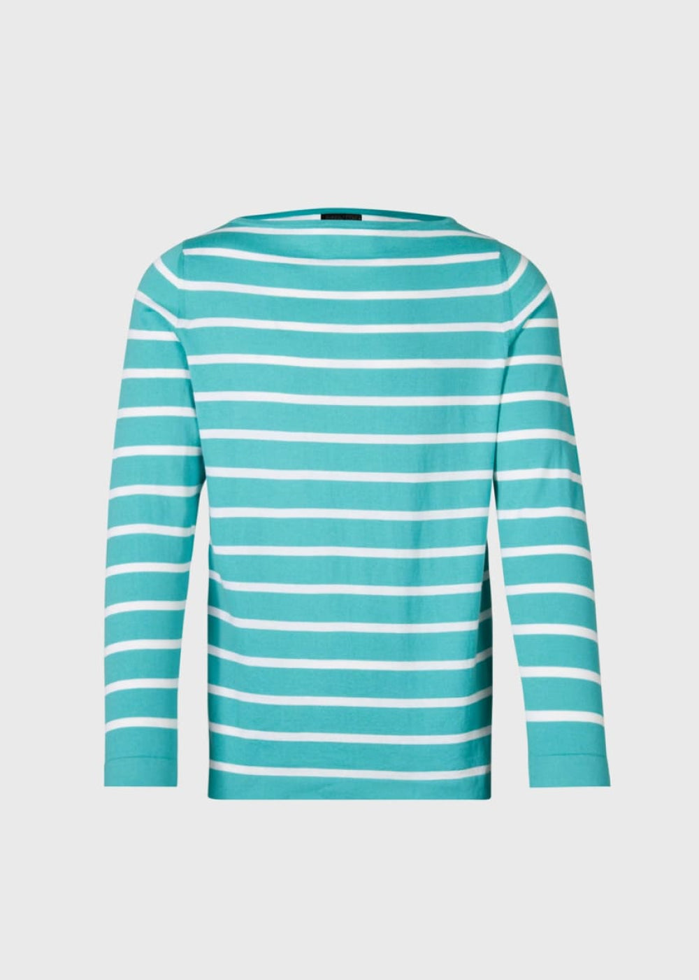 Cotton & Cashmere Boat Neck Stripe Pullover - Teal - Shirt