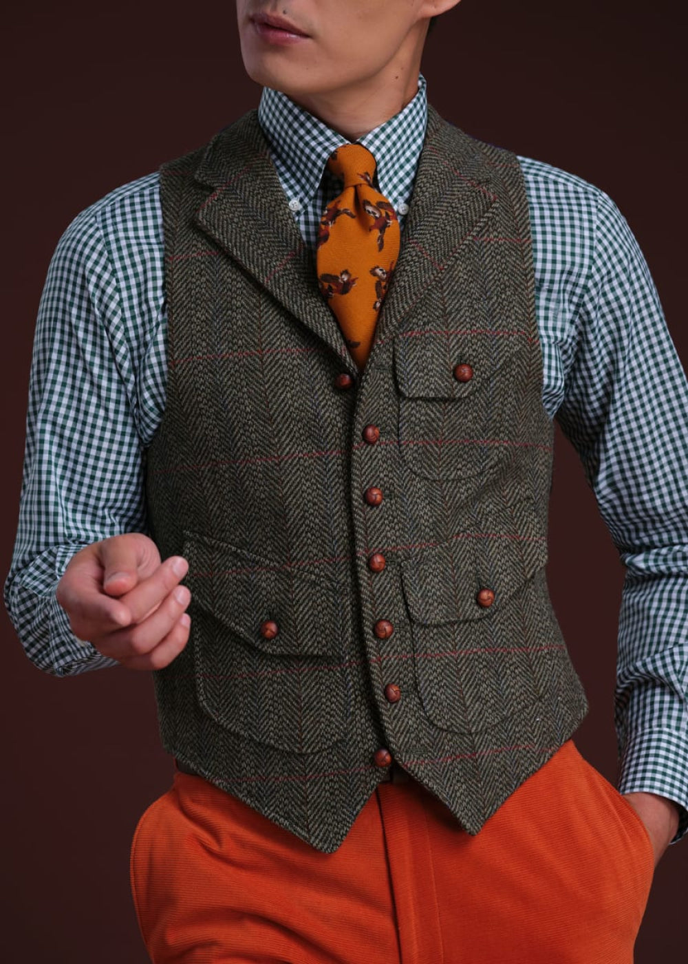 Cotton Classic Gingham Sport Shirt - Dark Green - Collared Shirt