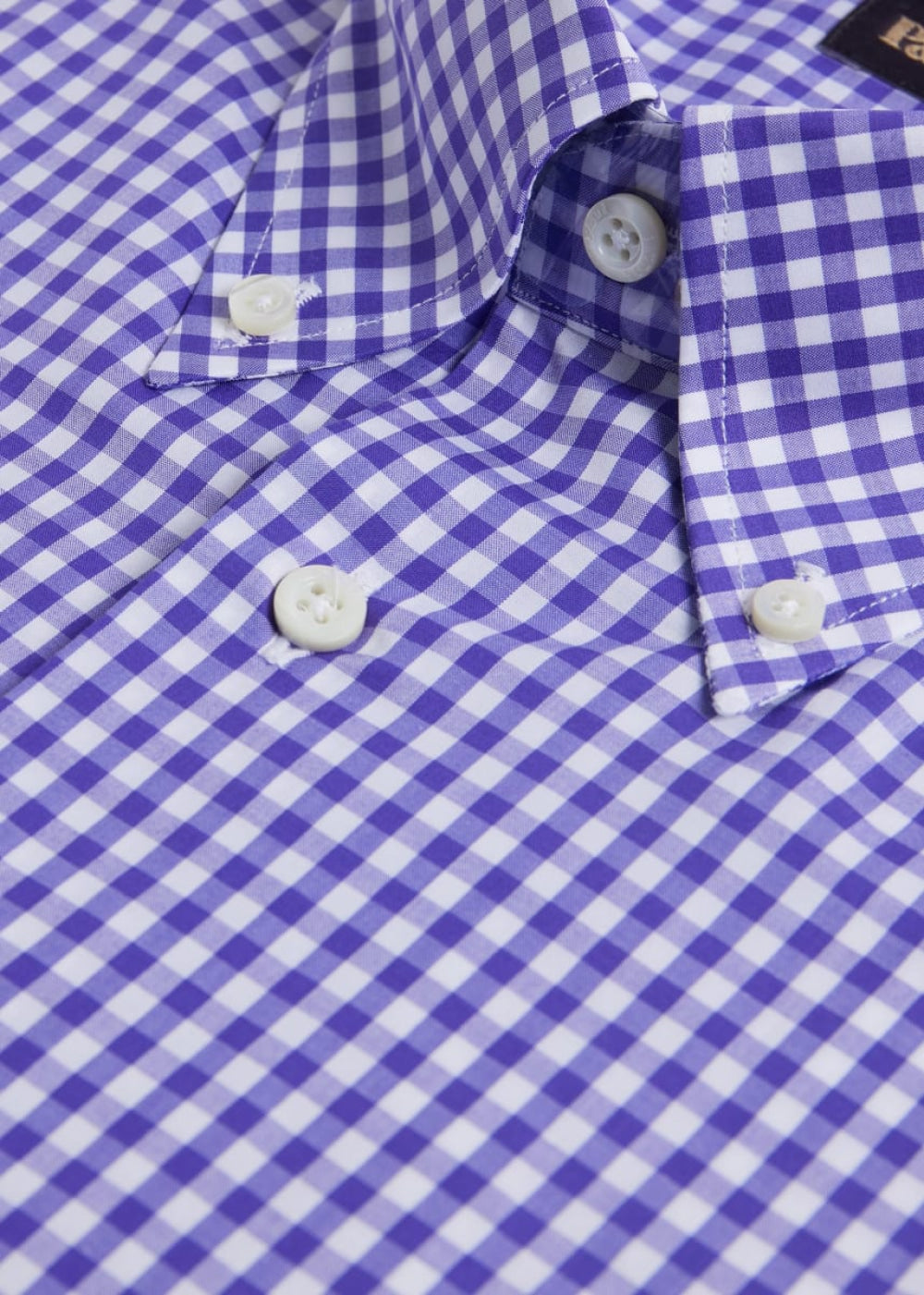 Cotton Classic Gingham Sport Shirt - Purple - S (38) - Collared Shirt