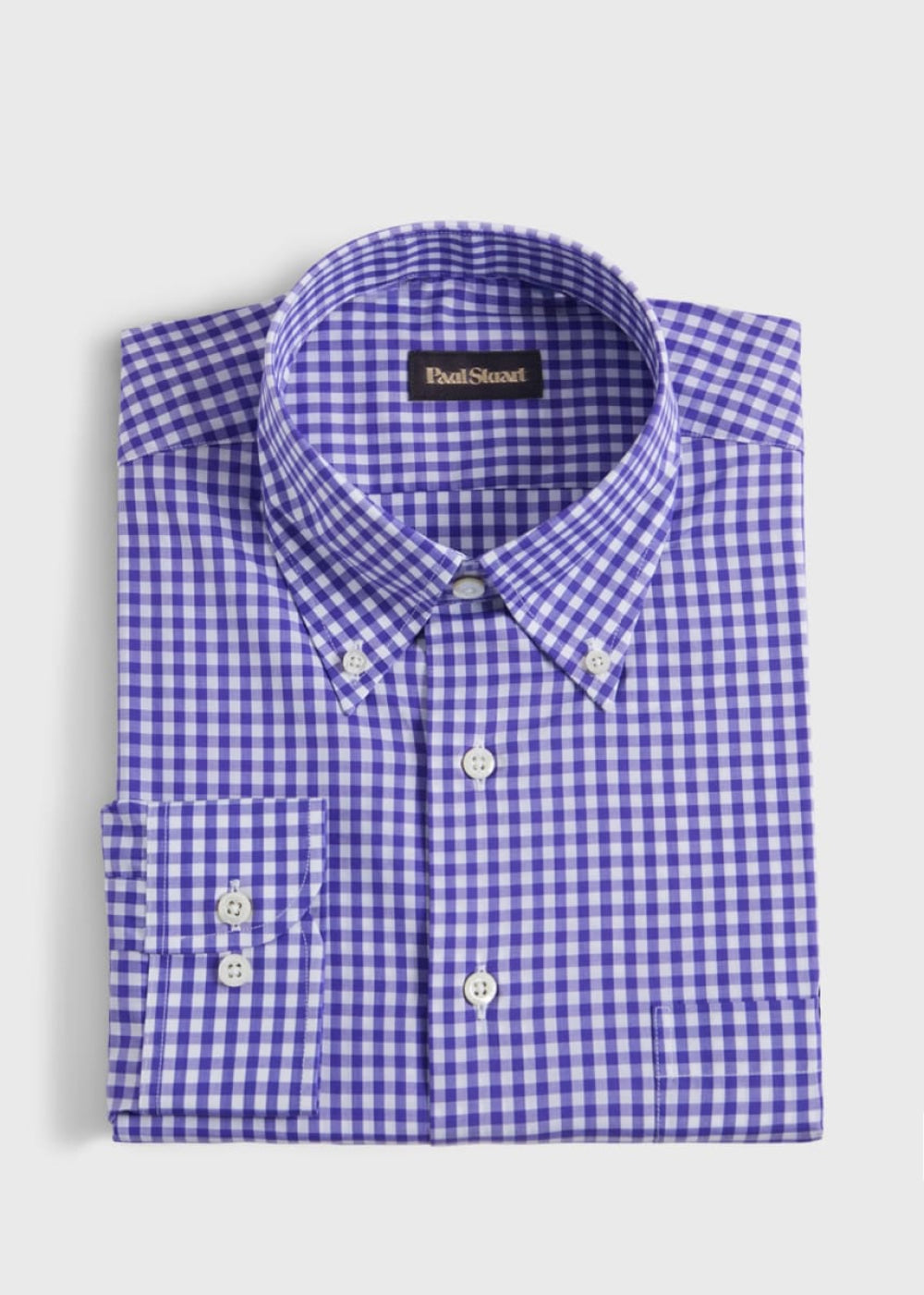 Cotton Classic Gingham Sport Shirt - Purple - S (38) - Collared Shirt