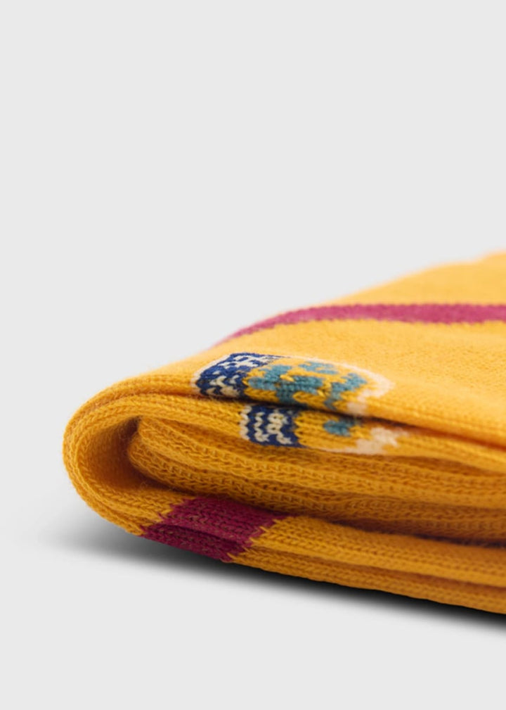 Cotton Crest Motif Sock - Gold - ONE SIZE - Socks