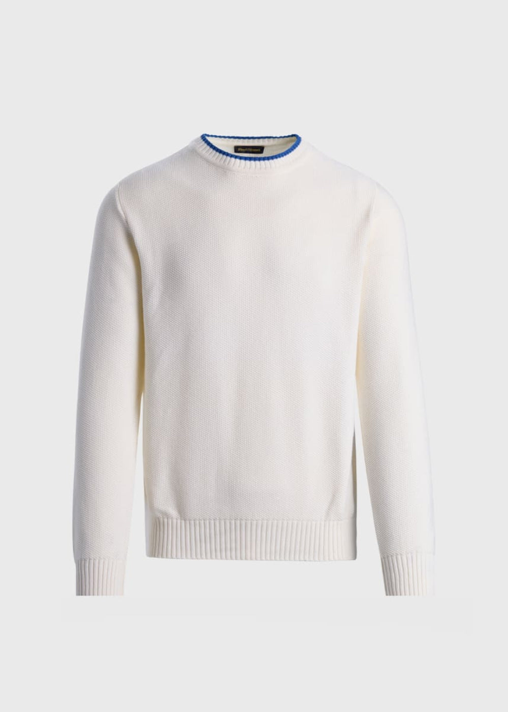 Cotton Crewneck Pullover - White/Blue - Sweater