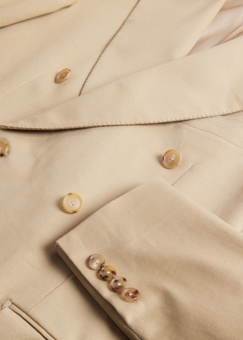 Cotton Double Breasted Suit - Tan - Suit