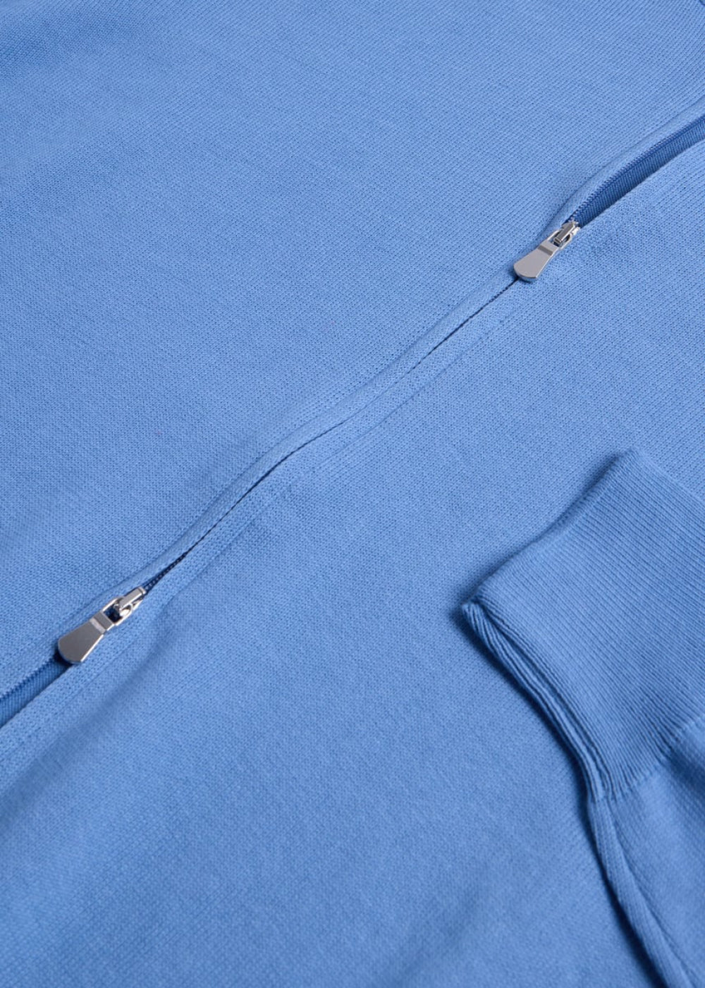 Cotton Double Zip Cardigan - Blue - L (42) - Cardigan