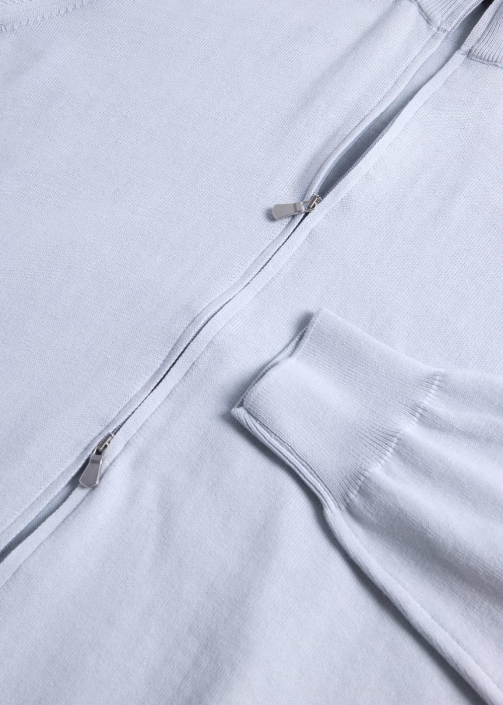 Cotton Double Zip Cardigan - Silver - Cardigan