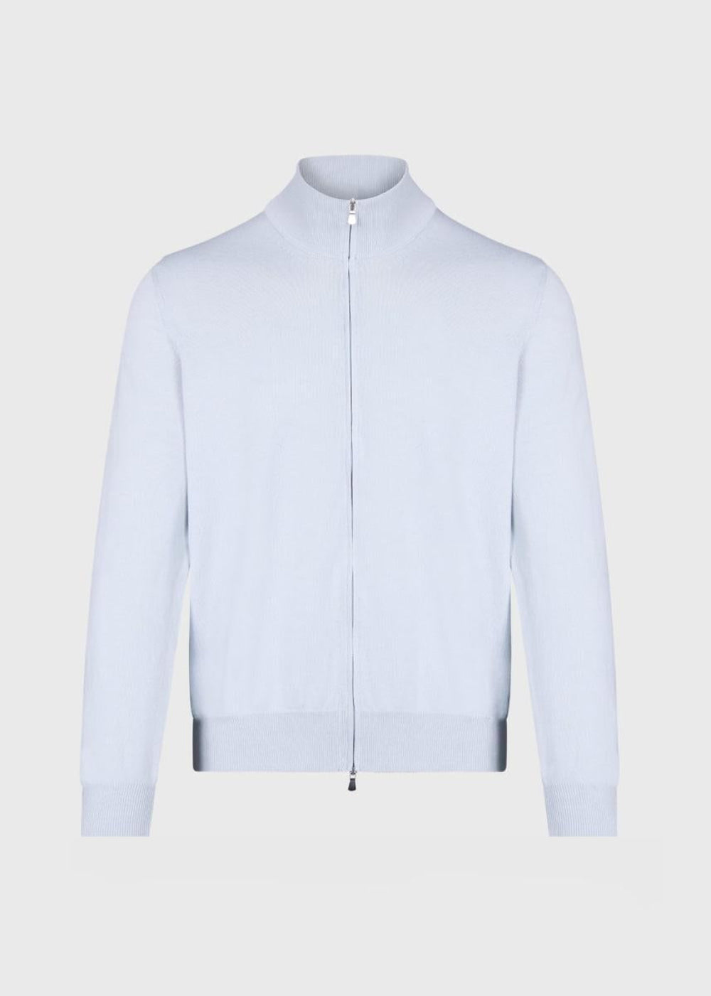 Cotton Double Zip Cardigan - Silver - Cardigan