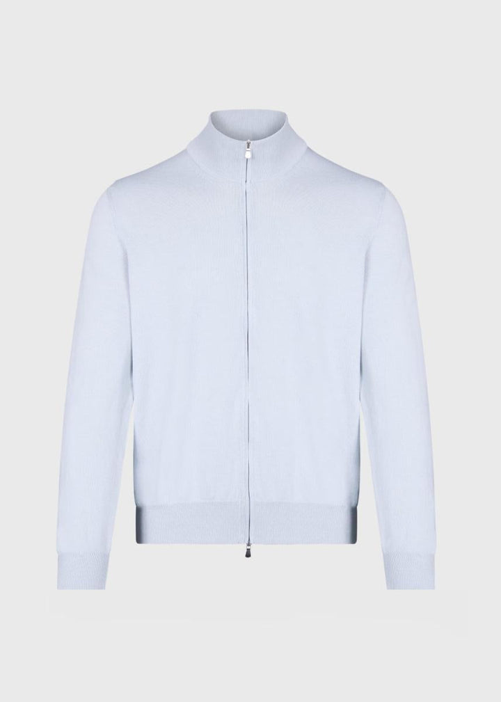 Cotton Double Zip Cardigan - Silver - Cardigan