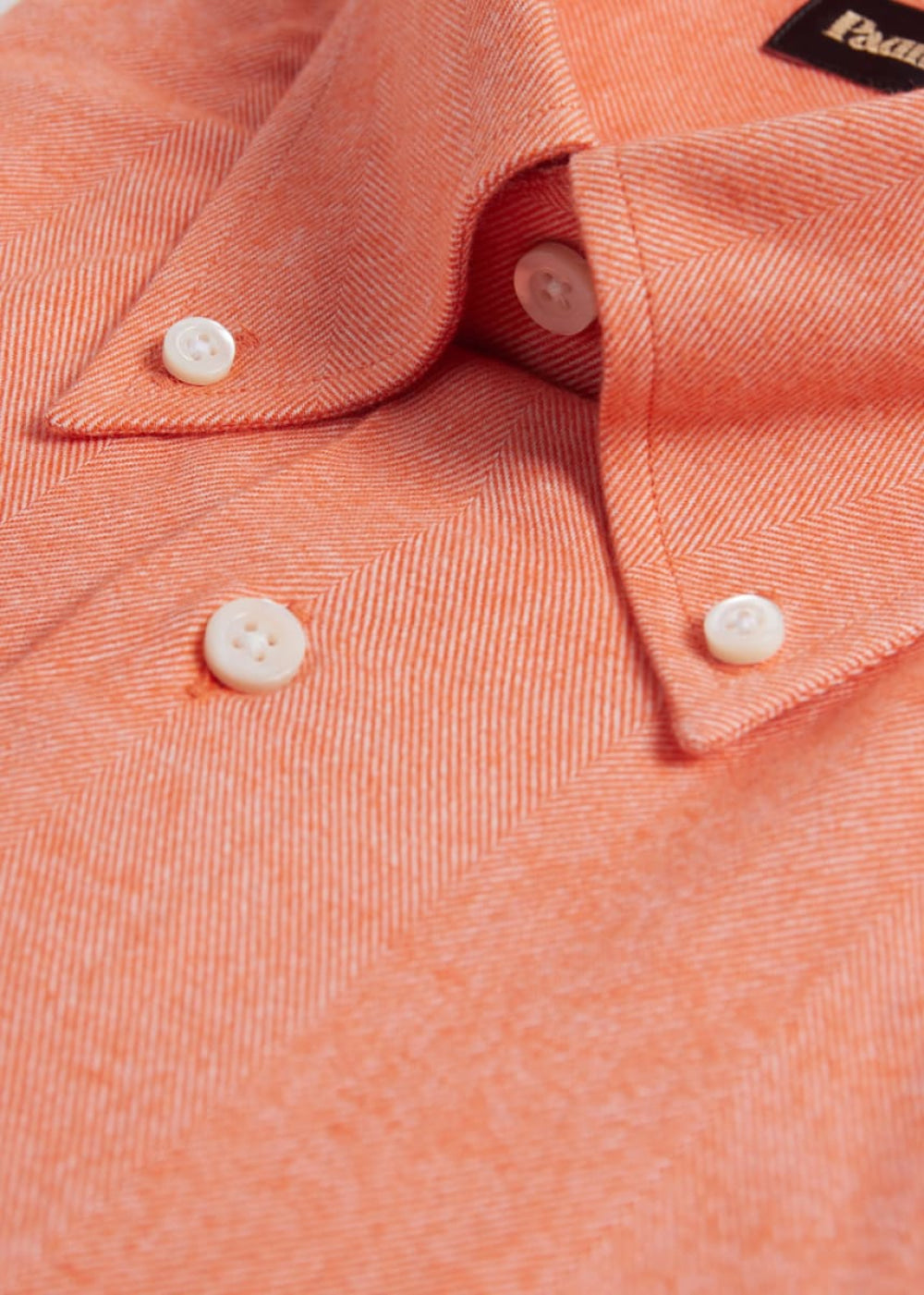 Cotton Flannel Herringbone Sport Shirt - Orange - Collared Shirt