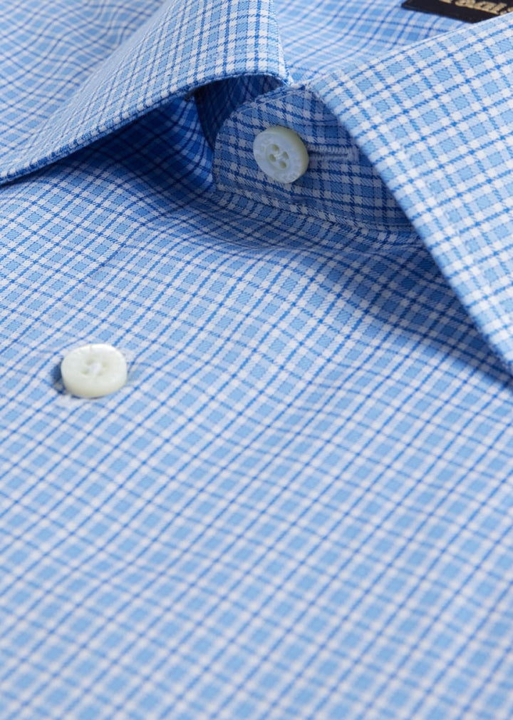 Cotton Flannel Plaid Sport Shirt - Light Blue - XXL (46) - Collared Shirt