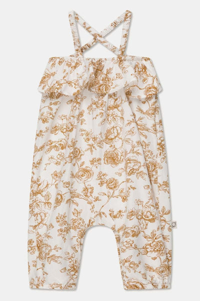 Cotton Floral Baby Overalls - Ivory/Oil - Overalls