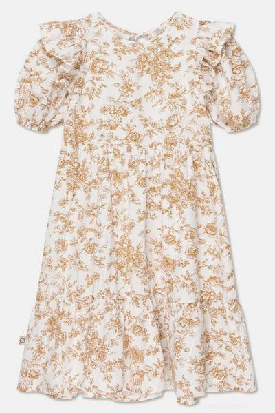 Cotton floral ruffle dress - Ivory - Dresses
