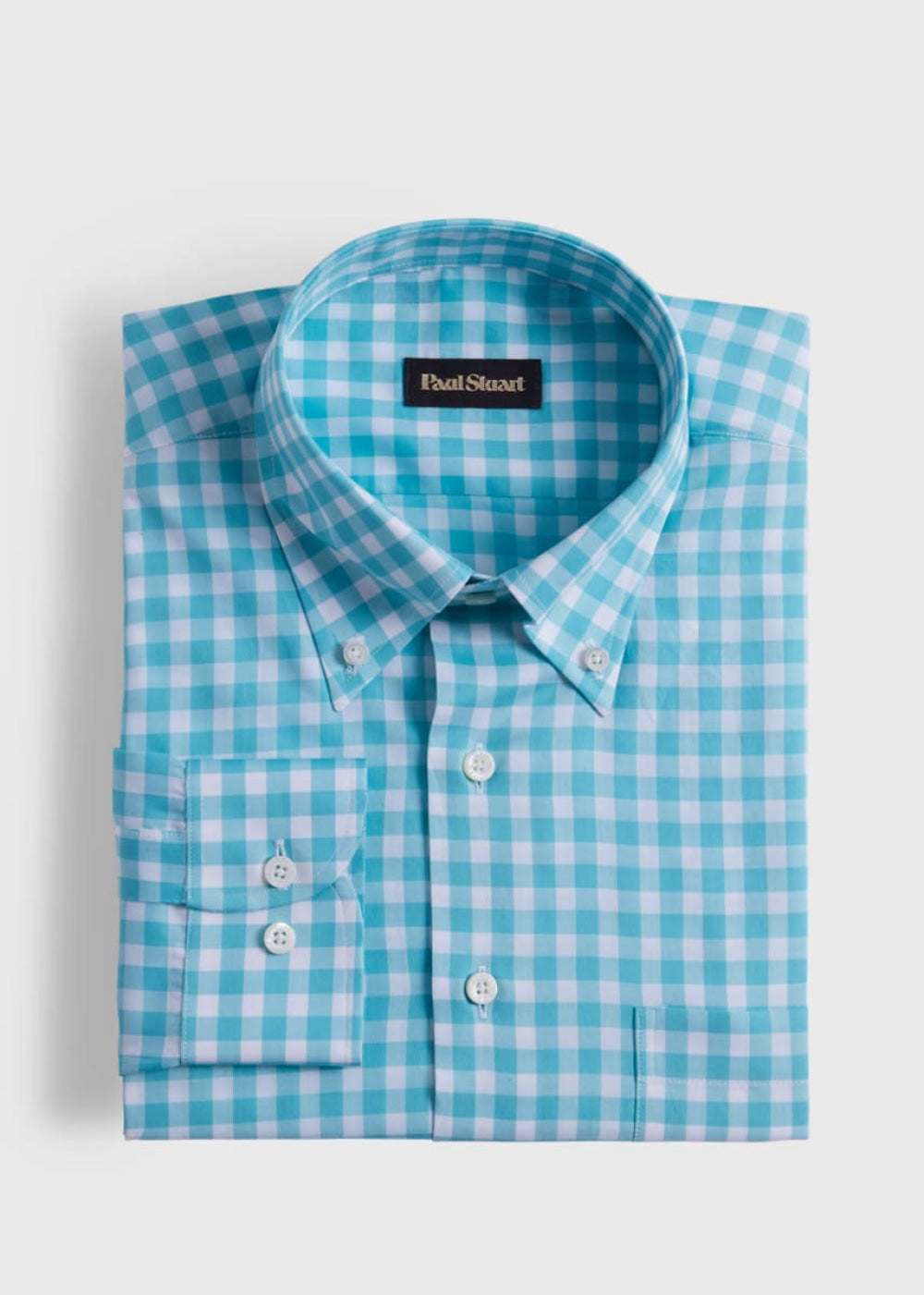 Cotton Gingham Sport Shirt - Mint - Collared Shirt