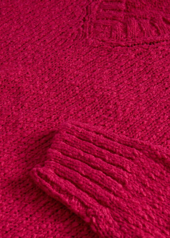 Cotton & Linen V-Neck Pullover - Plum - Sweater