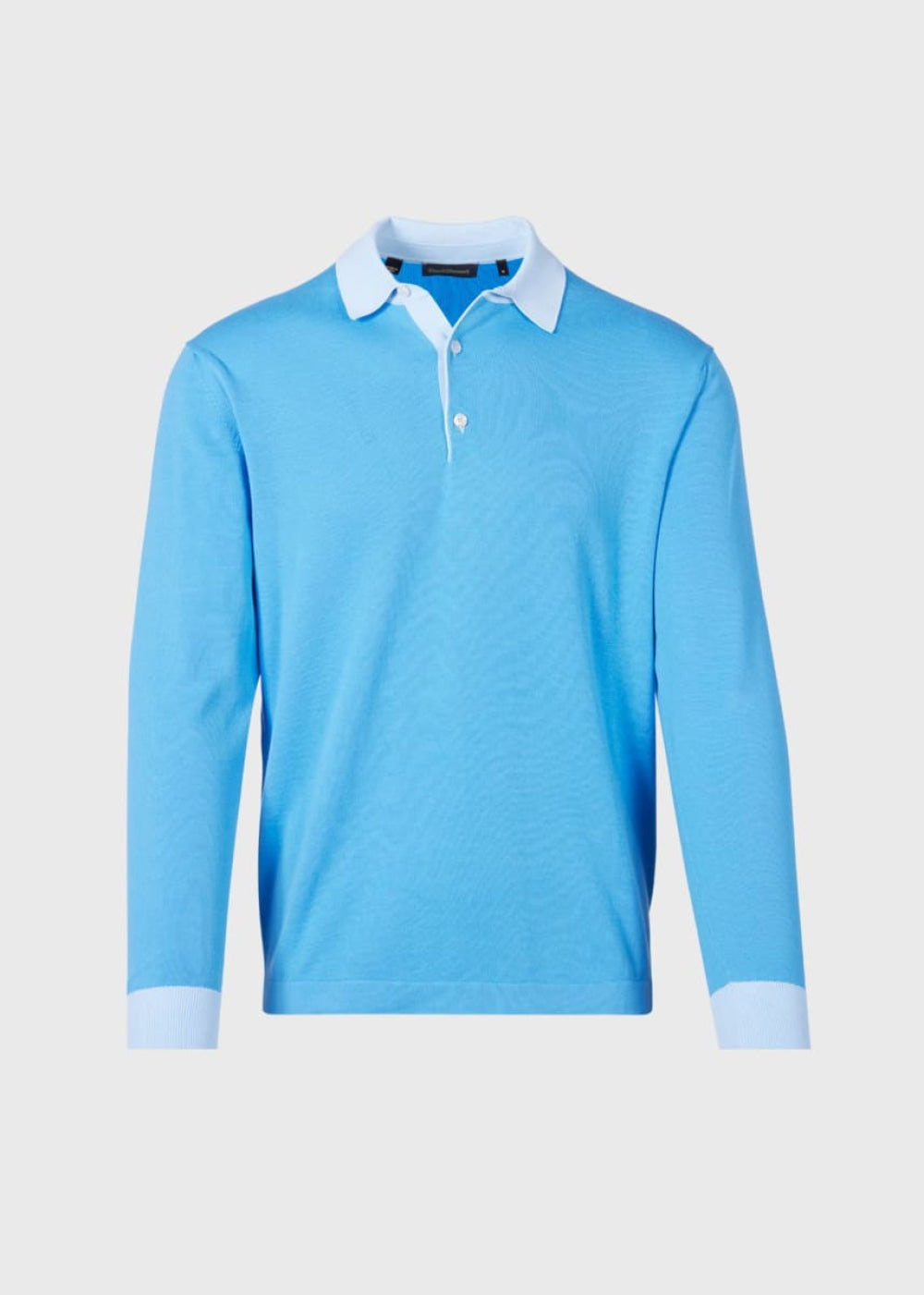 Cotton Long Sleeve Polo - Light Blue - XXL (46) - Polo