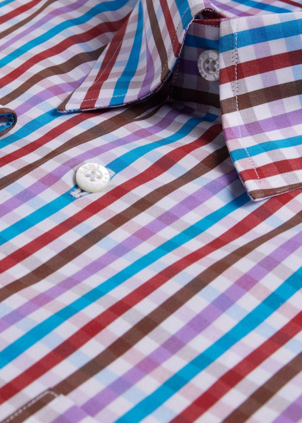 Cotton Multicolor Check Sport Shirt - Purple/Red - Collared Shirt