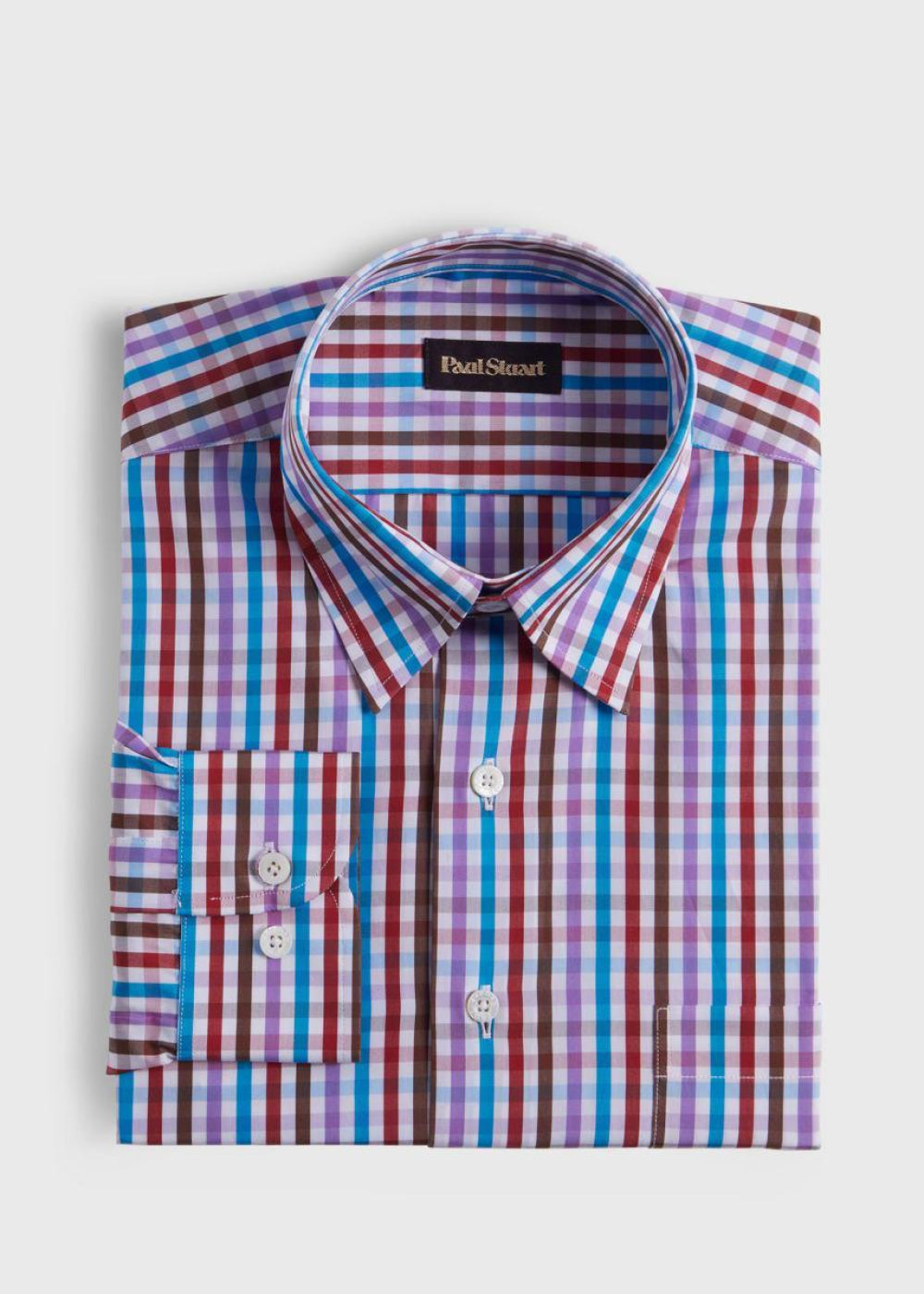 Cotton Multicolor Check Sport Shirt - Purple/Red - Collared Shirt