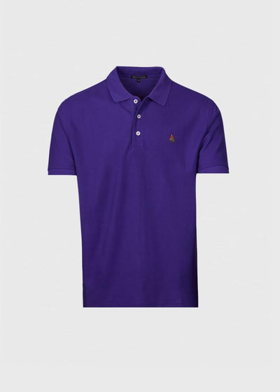 Cotton Piqué Logo Polo - Purple - Polo