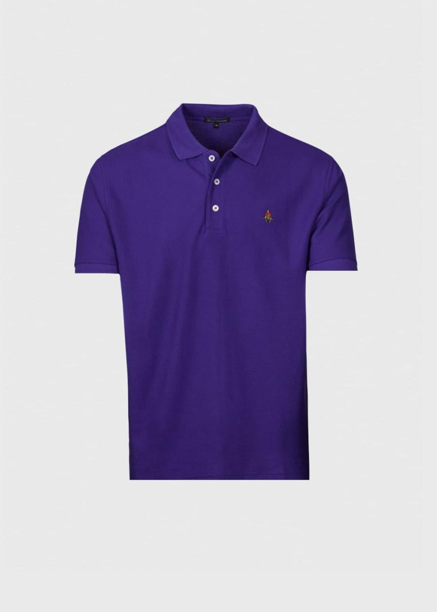 Cotton Piqué Logo Polo - Purple - Polo