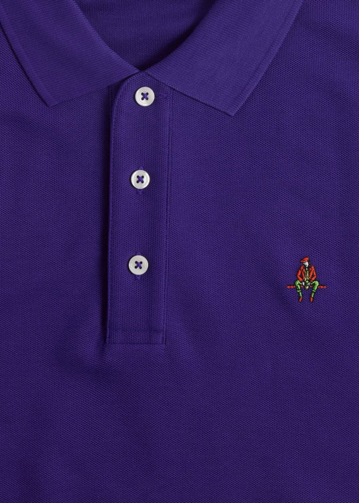 Cotton Piqué Logo Polo - Purple - Polo