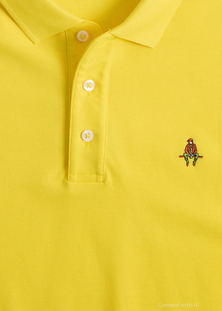Cotton Piqué Logo Polo - Yellow - Polo