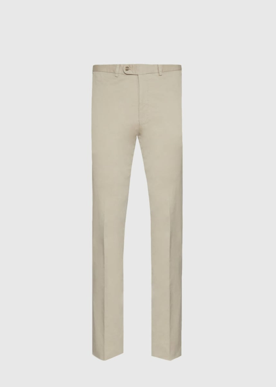 Cotton Plain Front Newton Pant - Khaki - Trouser