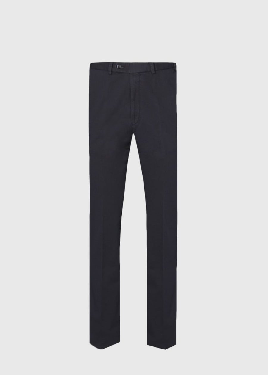 Cotton Plain Front Newton Pant - Navy - Trouser