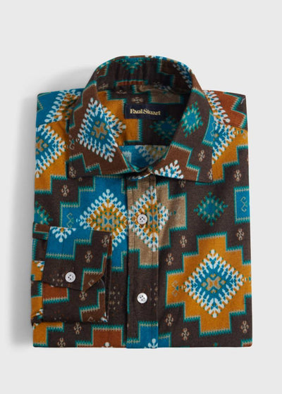 Cotton Print Sport Shirt - Brown - Collared Shirt