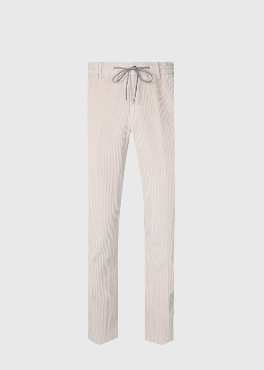 Cotton & Silk Garment Dyed Trouser - Ivory - Pants