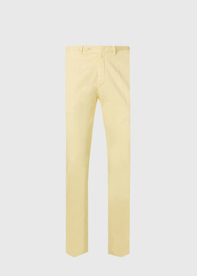 Cotton & Silk Garment Dyed Trouser - Lemon - Trouser