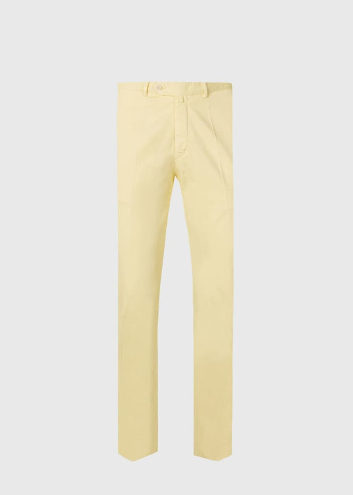 Cotton & Silk Garment Dyed Trouser - Lemon - Trouser
