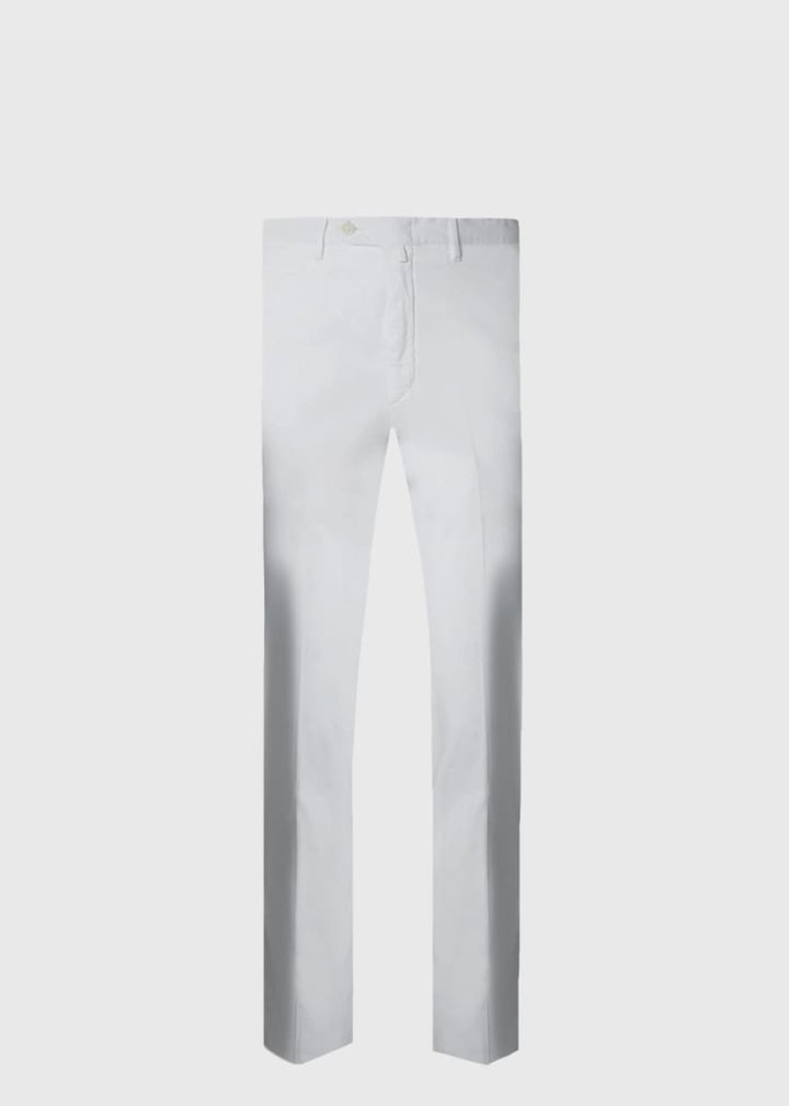 Cotton & Silk Garment Dyed Trouser - White - Trouser