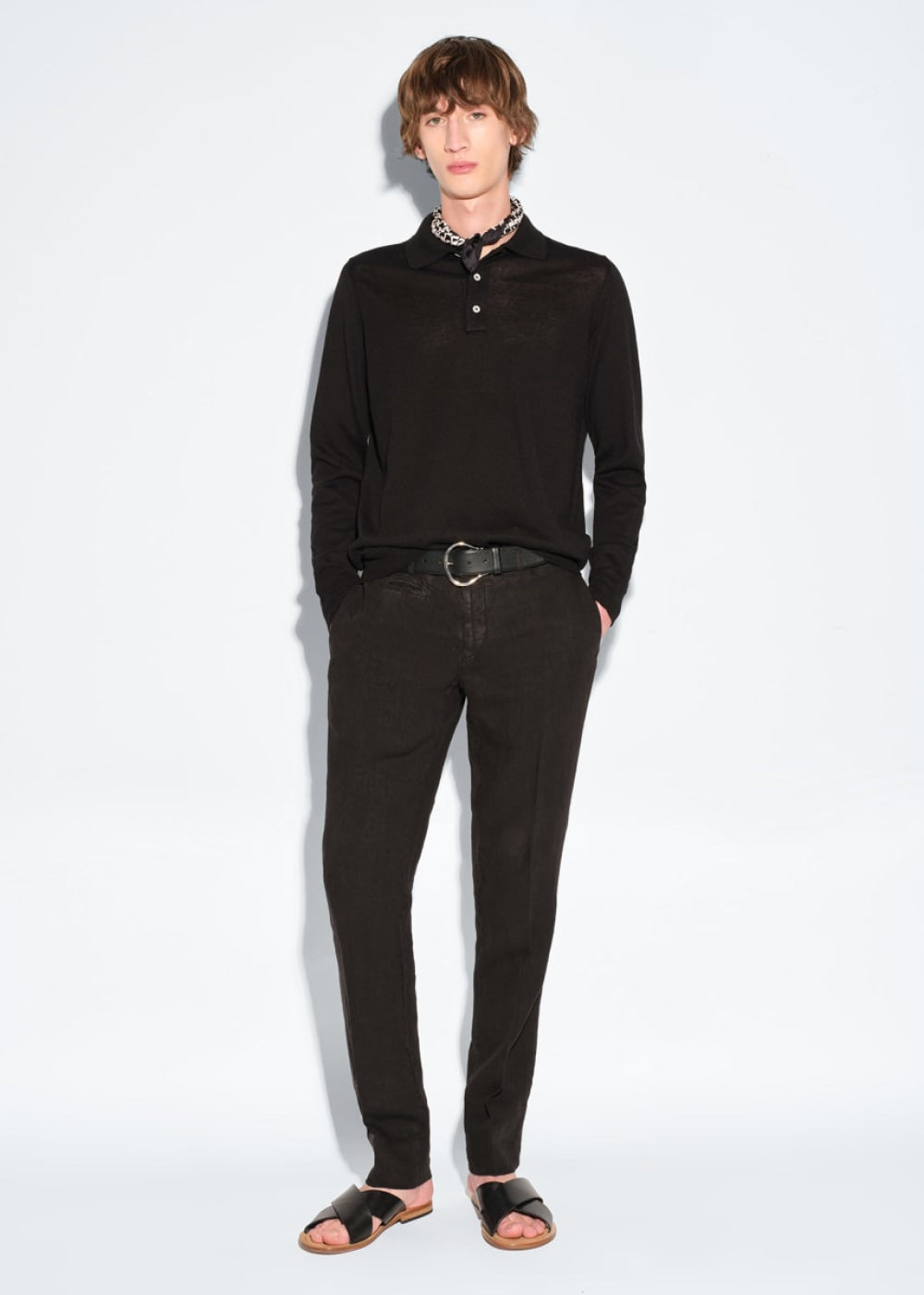 Cotton Stretch Plain Front Trouser - Black - Trouser