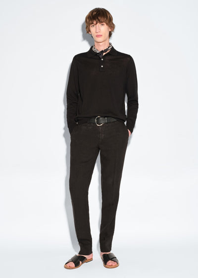 Cotton Stretch Plain Front Trouser - Black - Trouser