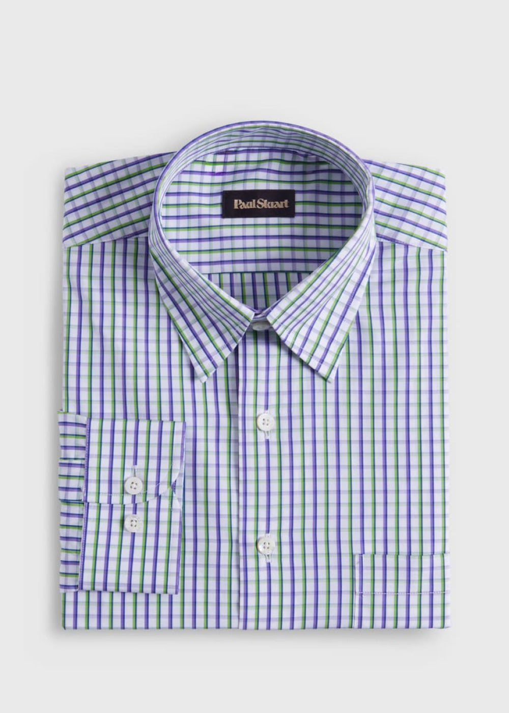 Cotton Tattersall Sport Shirt - Purple/Green - S (38) - Collared Shirt