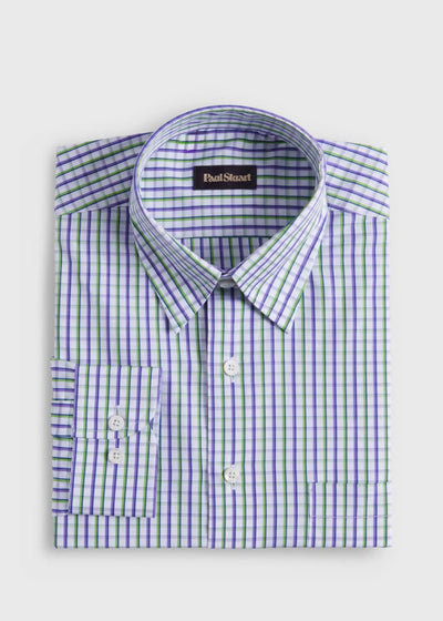Cotton Tattersall Sport Shirt - Purple/Green - S (38) - Collared Shirt