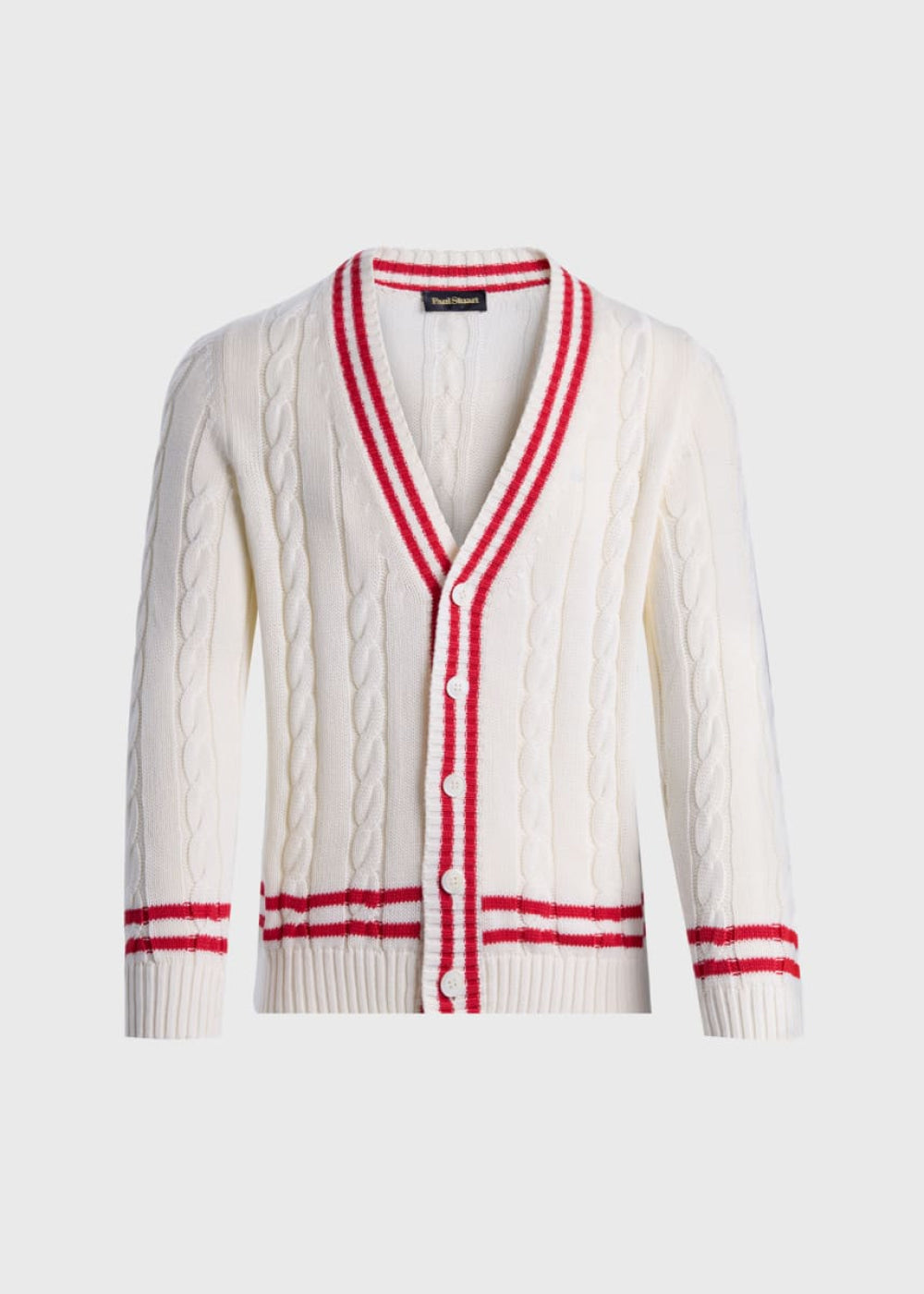 Cotton Tennis Cardigan - White/Red - Cardigan