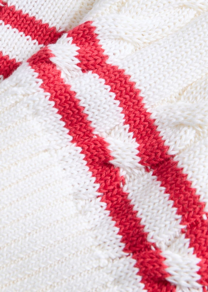 Cotton Tennis Cardigan - White/Red - Cardigan